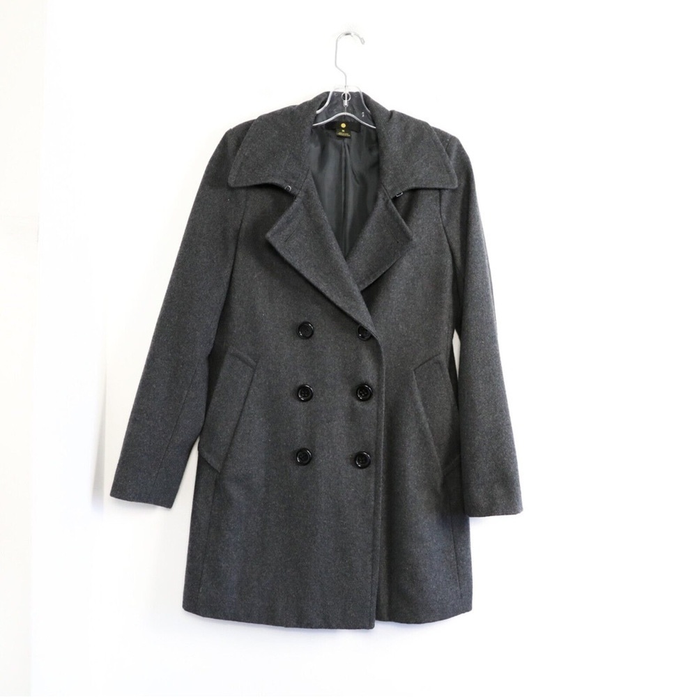 Anthropologie Dot Gray wool coat double breasted warm winter wool M medium